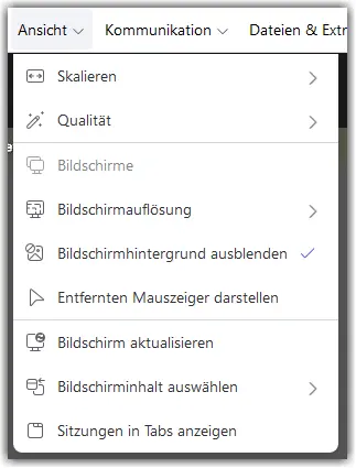 Remote Session Toolbar View Drop Down