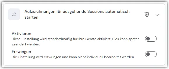 Session Recording Auto Outgoing Connection