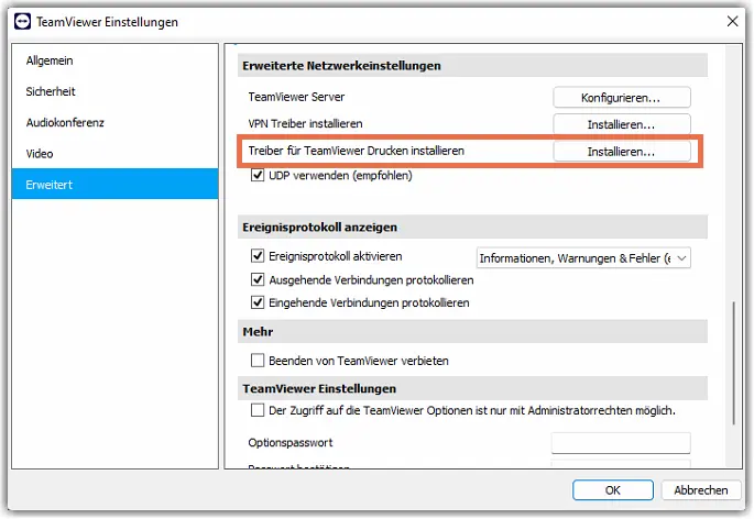 Remote Printing – Host (Windows) – Advanced Settings