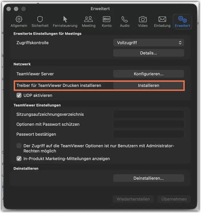 Remote Printing – macOS Advanced Settings