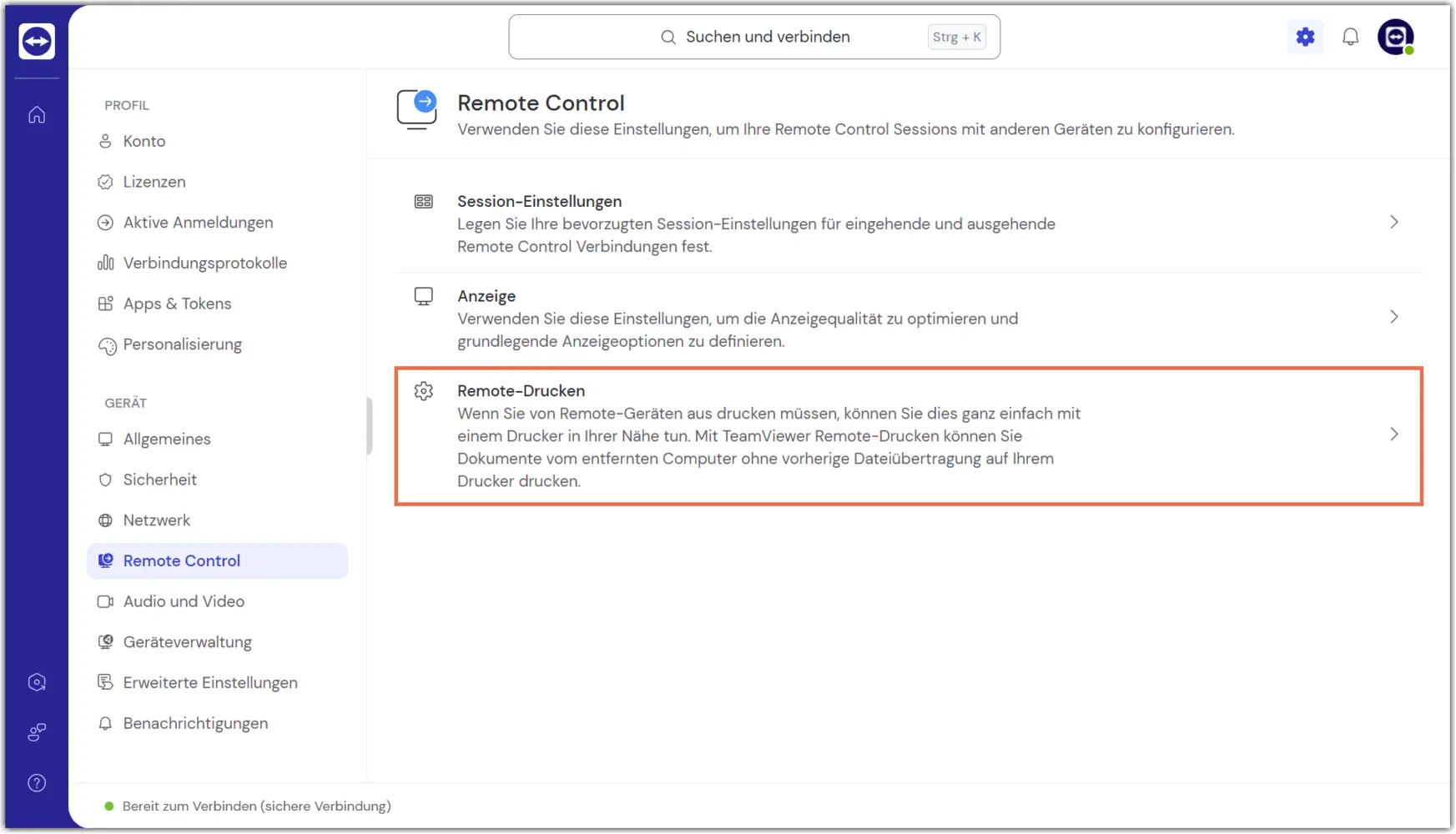 Remote Printing – Settings