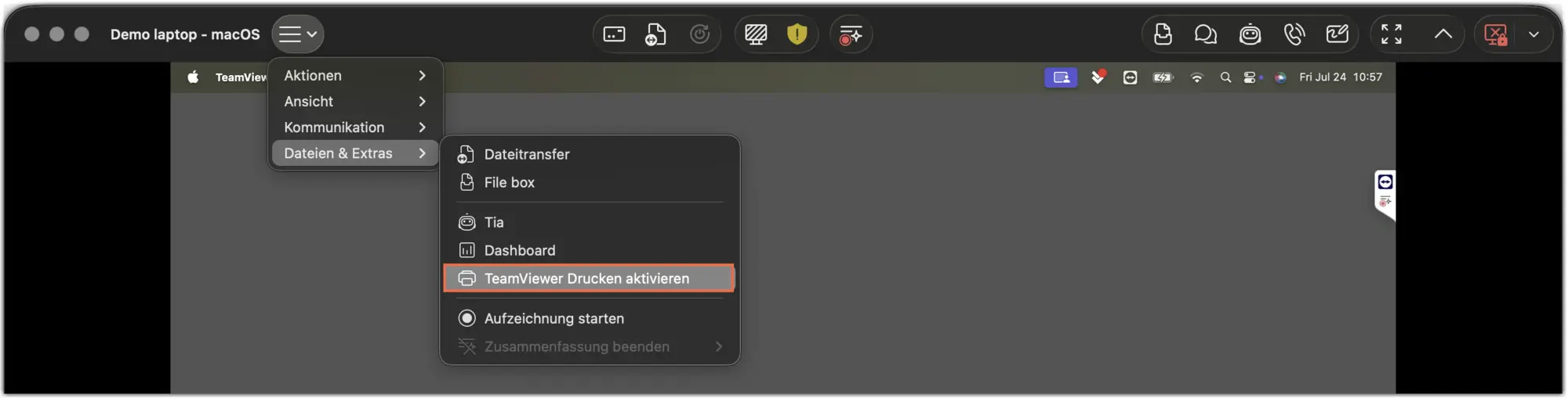 Remote Printing – Toolbar (macOS)