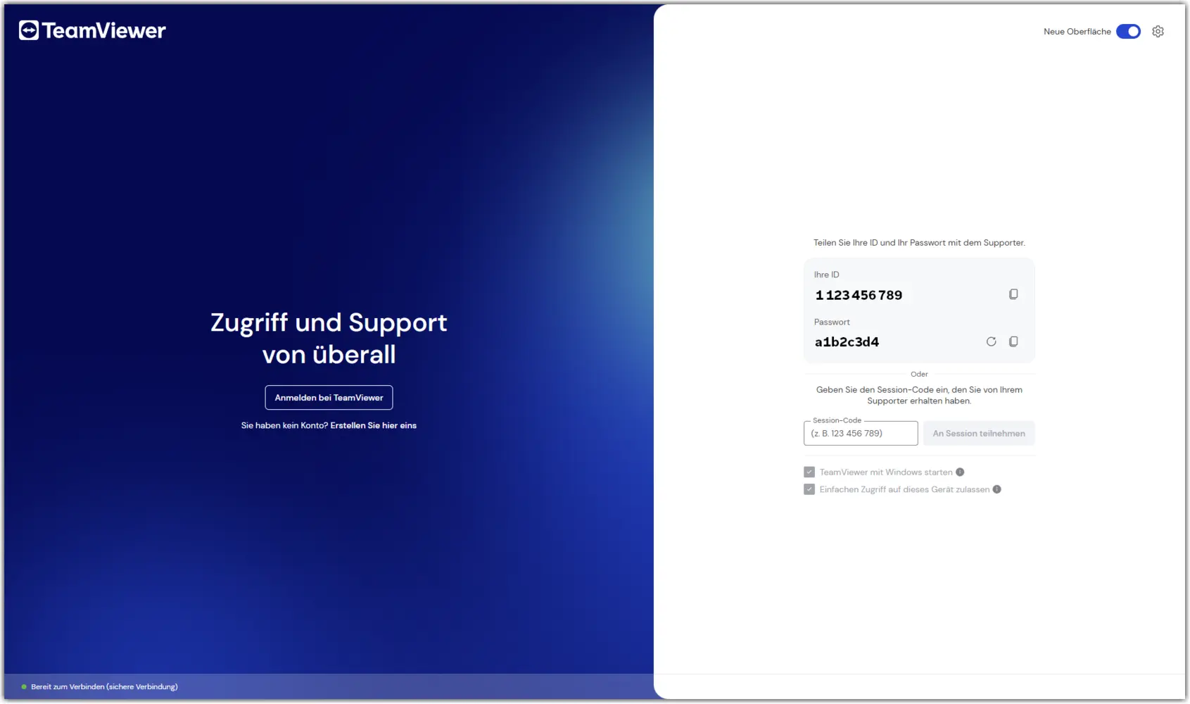 Id Password Start Screen