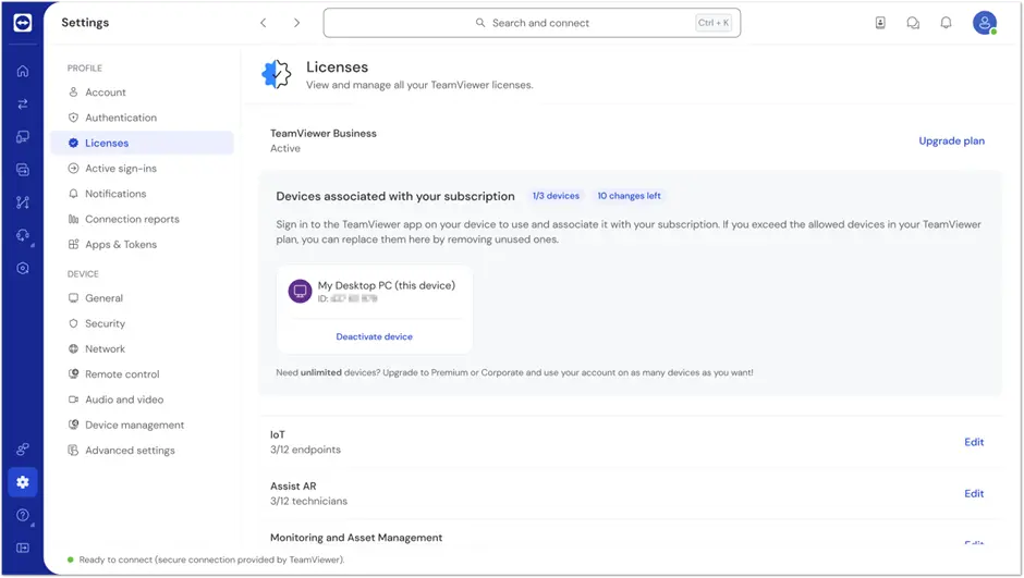 Deactivate Business Device
