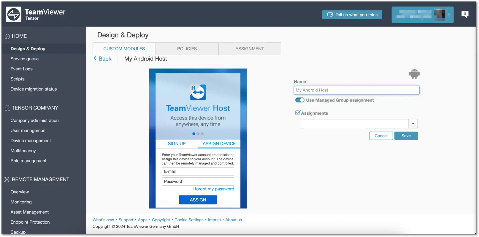 Set Up Custom Android Host Management Console
