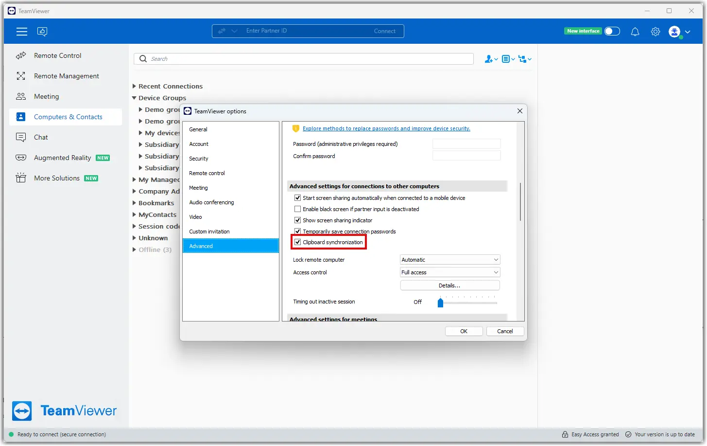 Clipboard Sync Options Classic