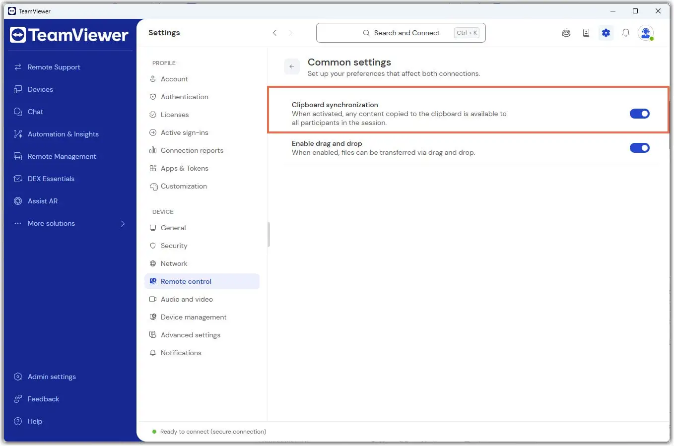 Enable Disable Clipboard Sync