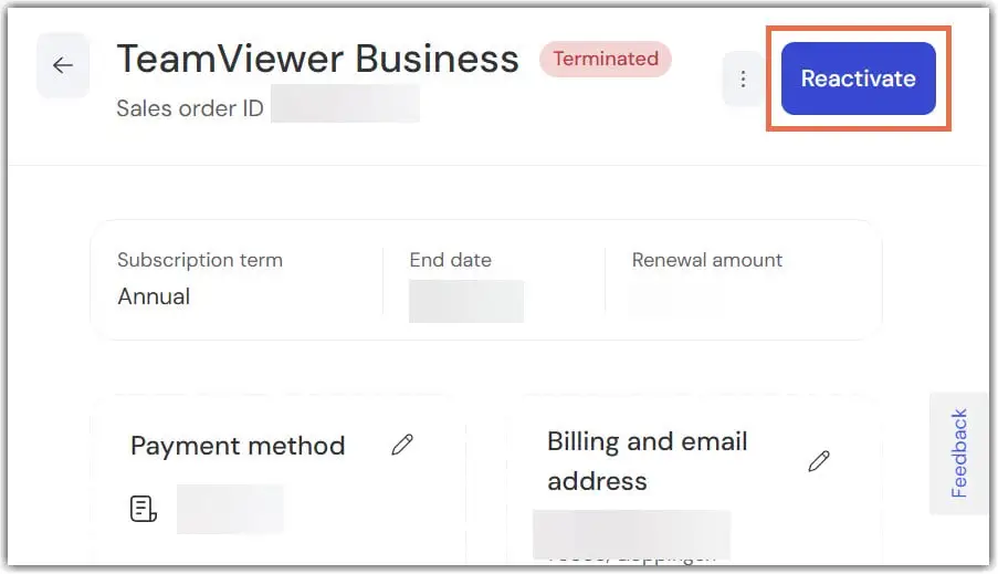 Customer Portal Reactivate