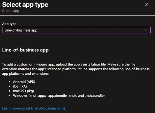 Select App Type