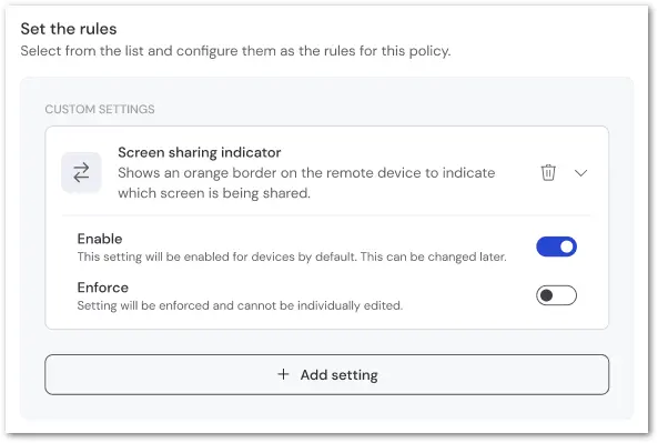 Enable Screen Sharing Indicator Policy