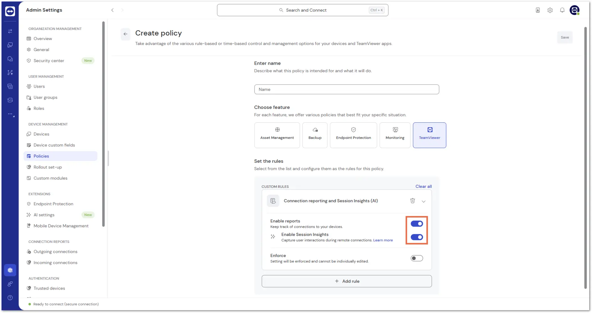Connection Reporting And Session Insight Ai