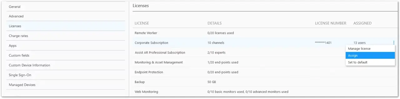 Assign License To Company Free User