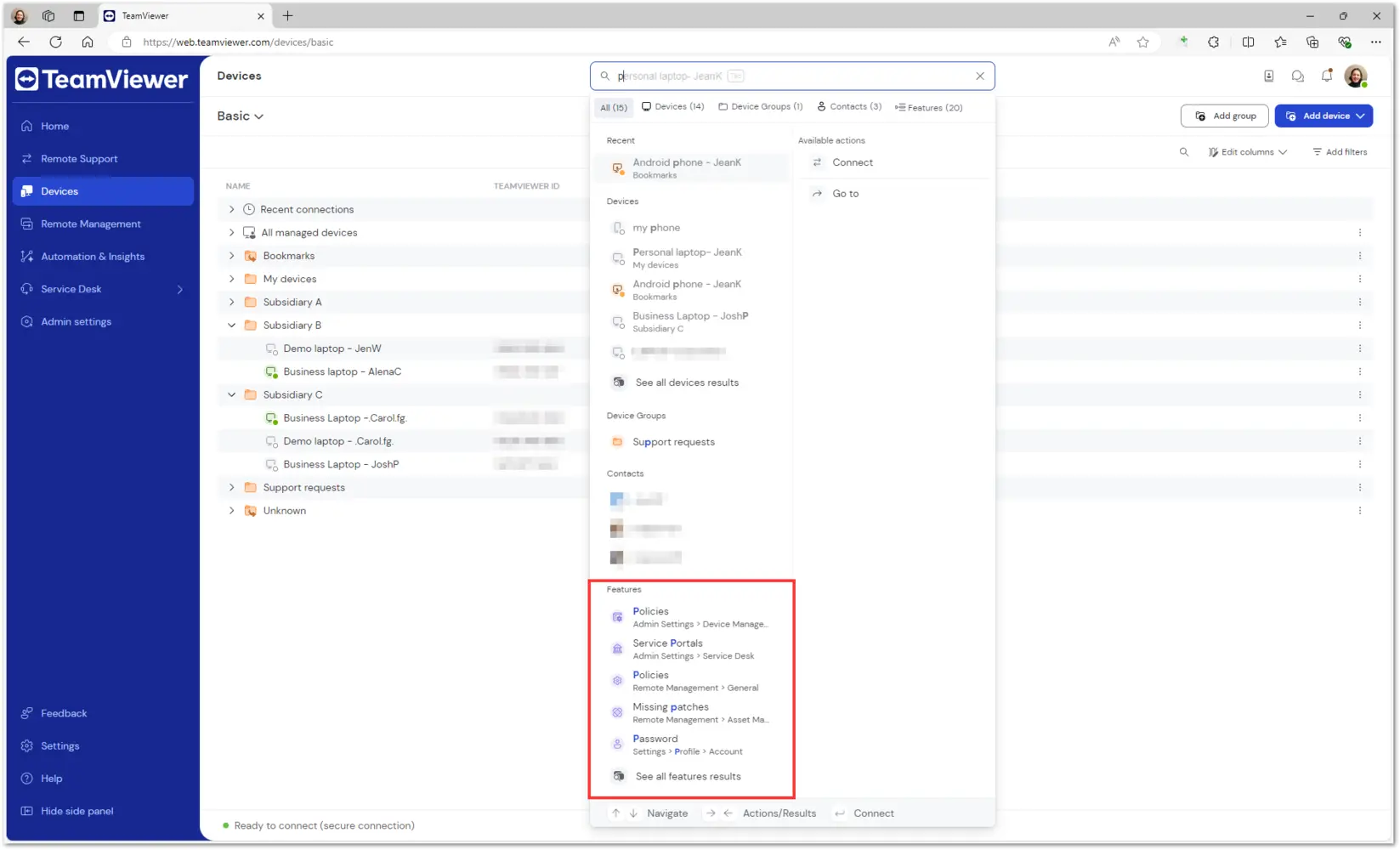Access Feature Global Search