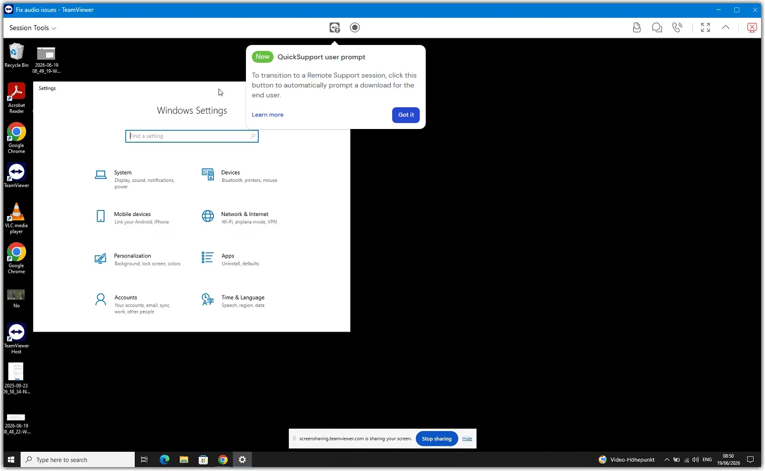 QuickSupport Prompt TeamViewer Remote