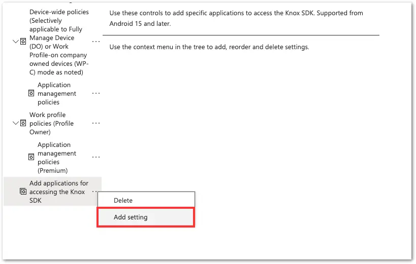 Unattended Mdm Add Setting