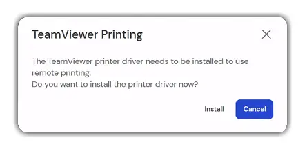 Install TeamViewer Printing on Remote Device via Session Toolbar