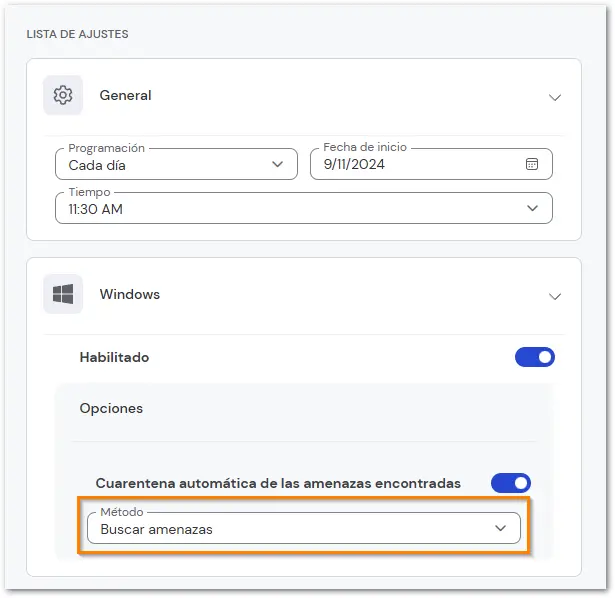 Configuracion Endpoint Protection Programacion Analisis Diario