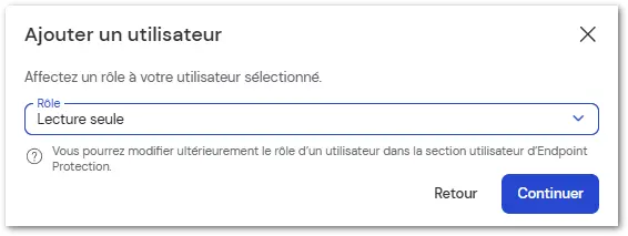 Parametres Endpoint Protection Ajouter Utilisateur Role