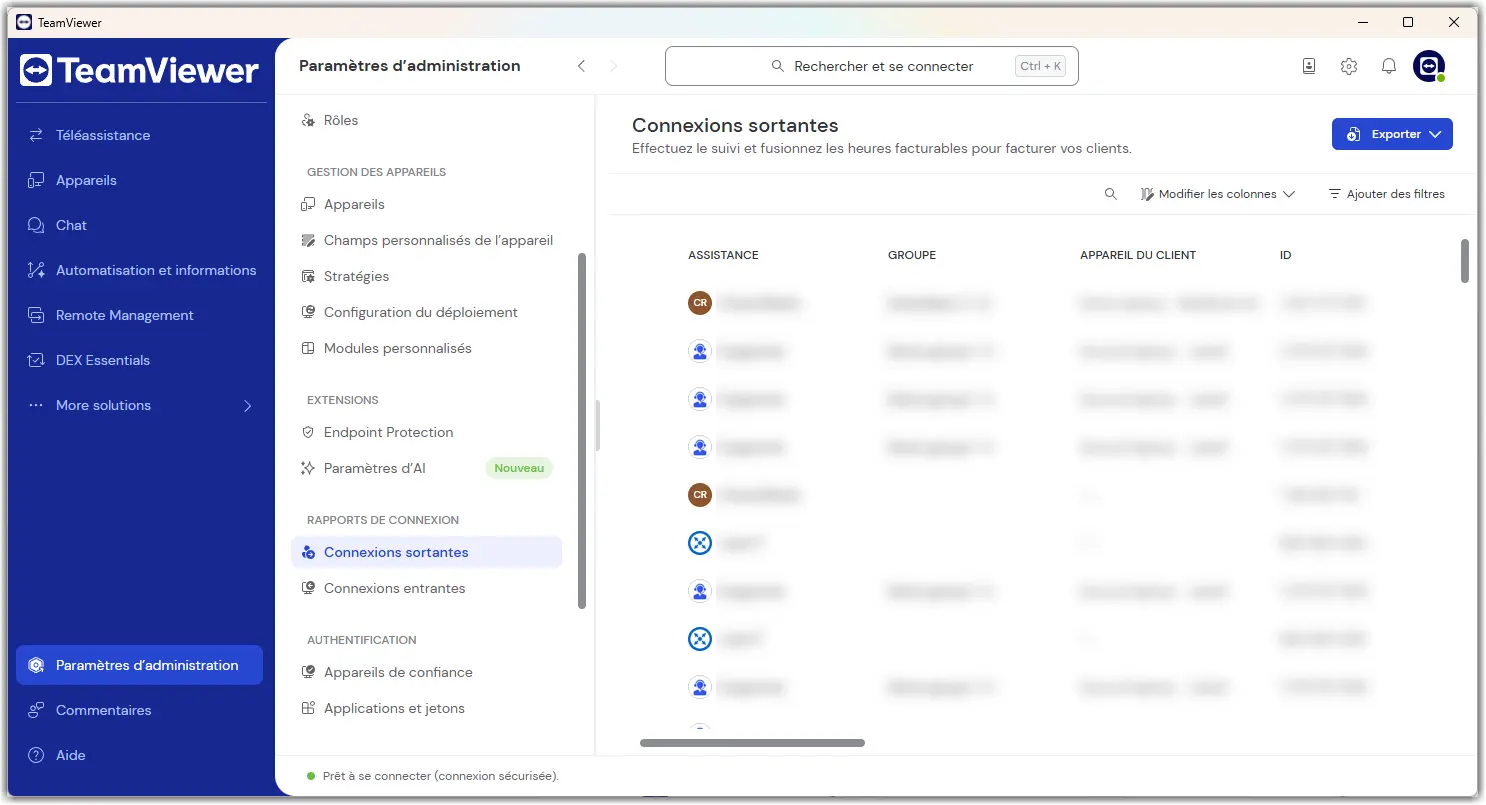 Connexions Sortantes