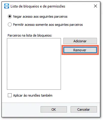 Lista De Bloqueios E De Permiss C3 B5Es TeamViewer Lista De Bloqueios Remover