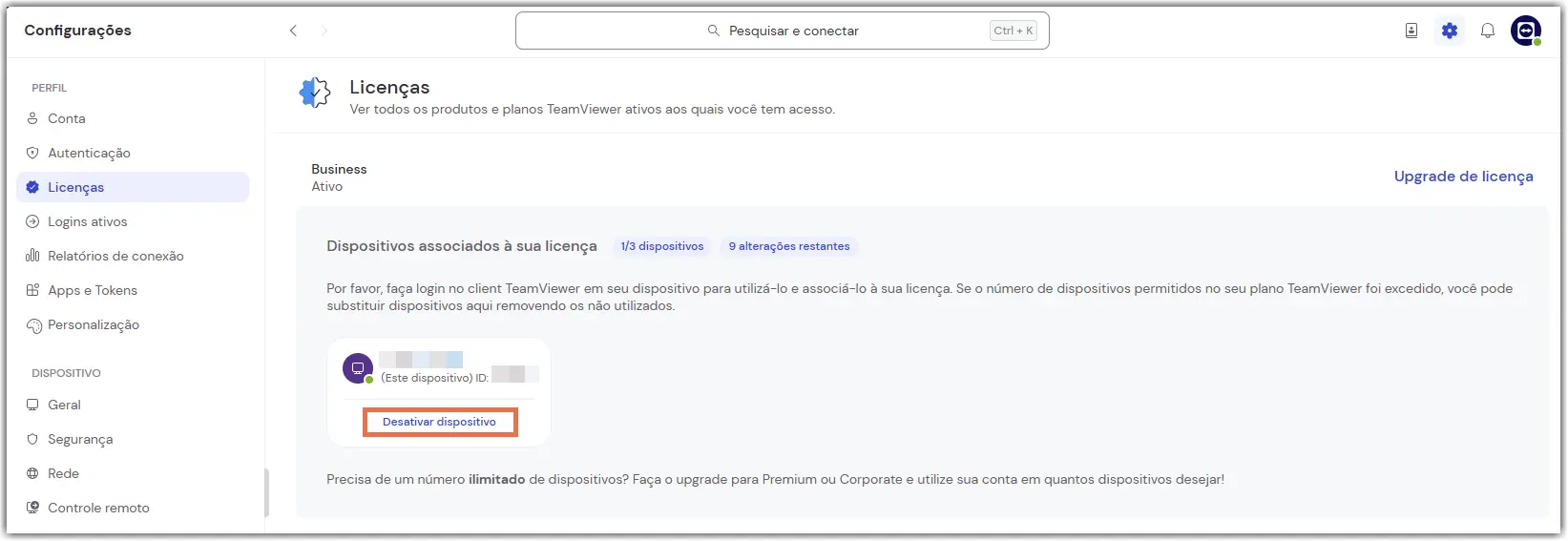 Desativar Dispositivo