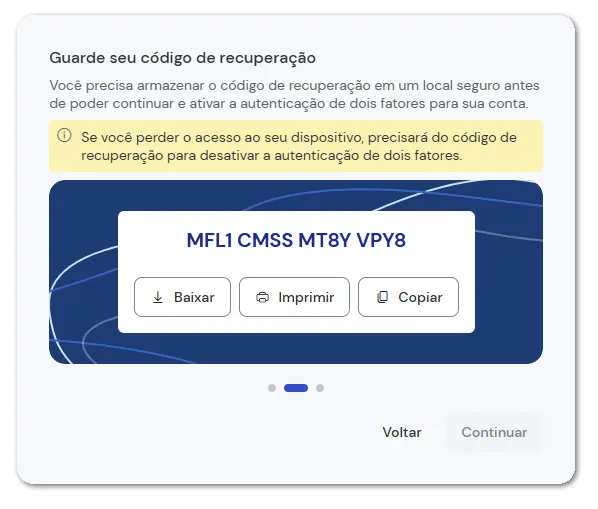 Guarde Seu Codigo De Recuperacao