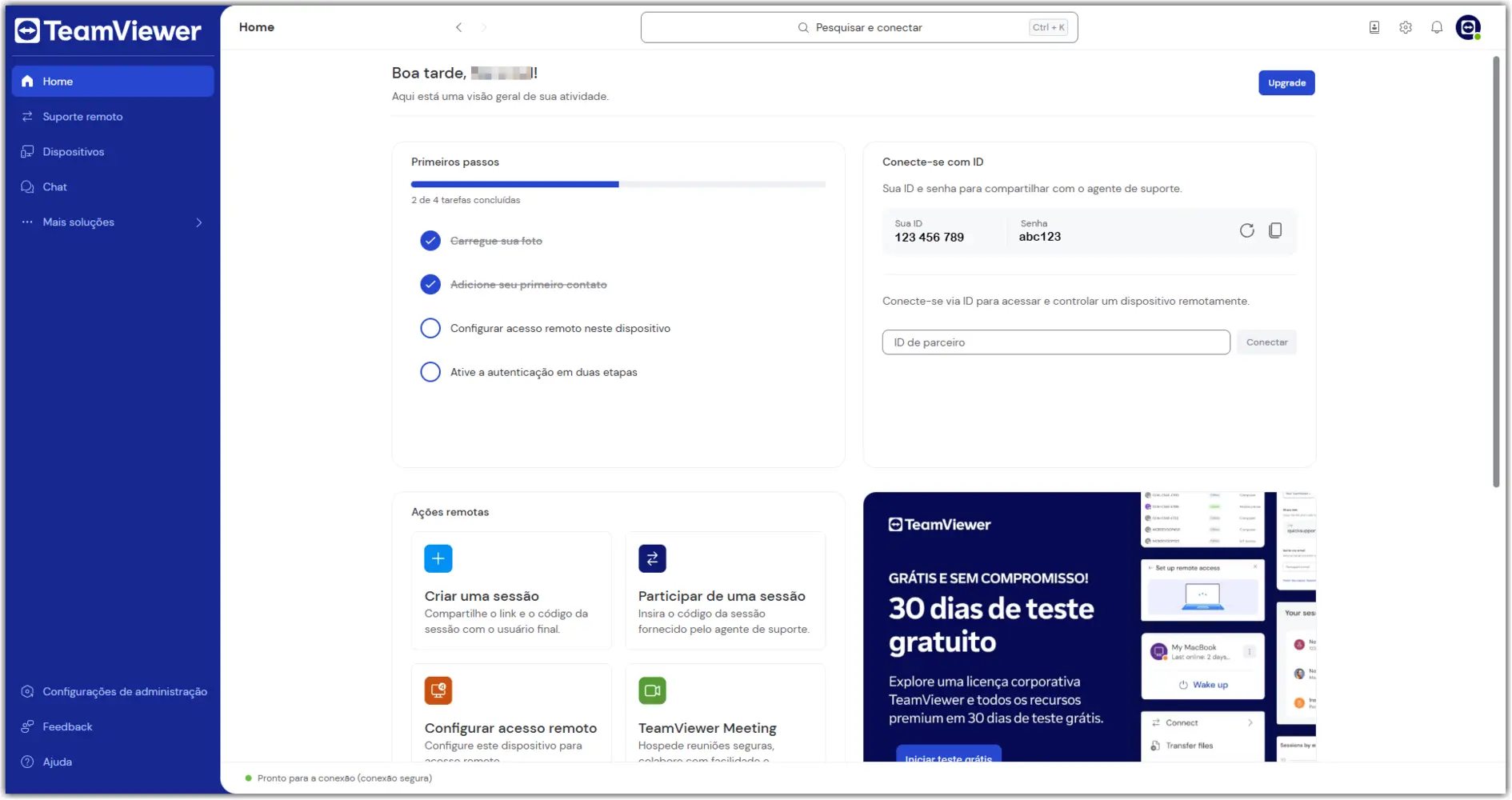 Interface Do TeamViewer Full Client