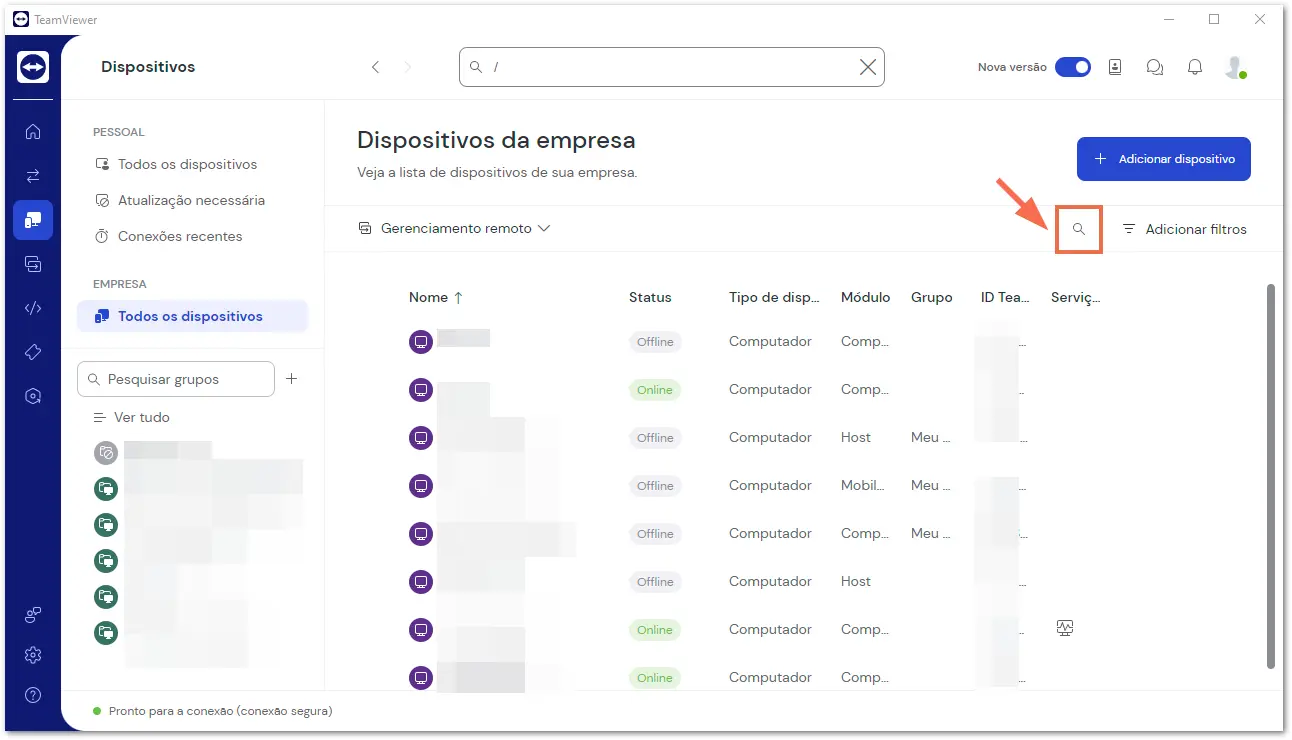 Como Pesquisar Dispositivos Dentro De Um Grupo TeamViewer Remote
