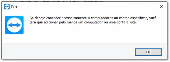 Lista De Bloqueios E De Permiss C3 B5Es TeamViewer Mensagem De Erro