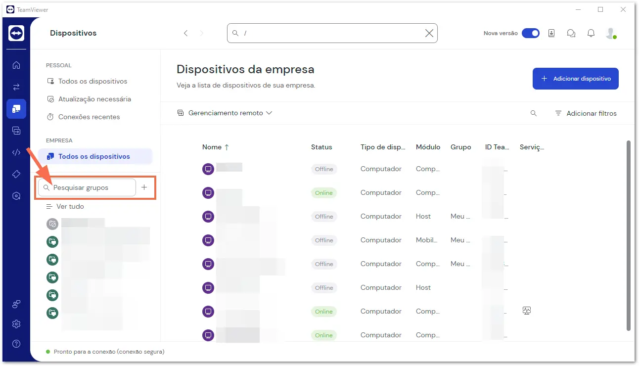 Como Pesquisar Grupos TeamViewer Remote
