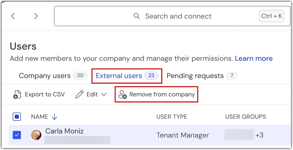 Multitenancy Remove External Users