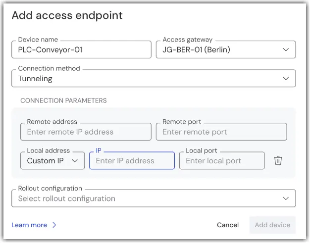 Tunneling Access Endpoint