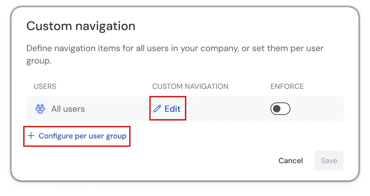 Customize Settings Edit Navigation