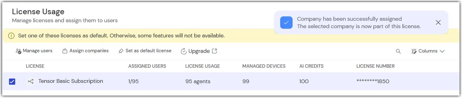 Receive license