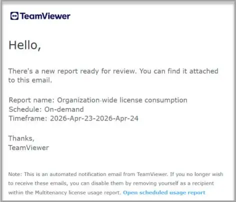 Email reporting example