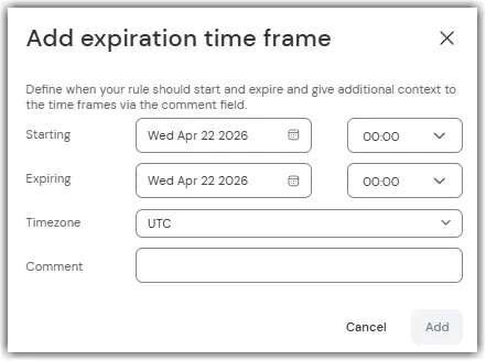 Add Expiration Time Frame