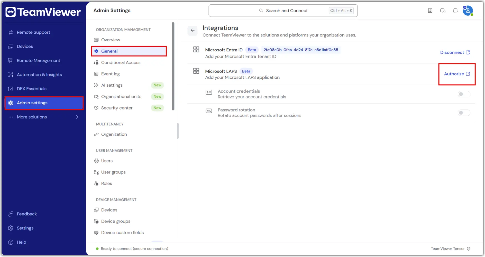 Windows Laps Authorize