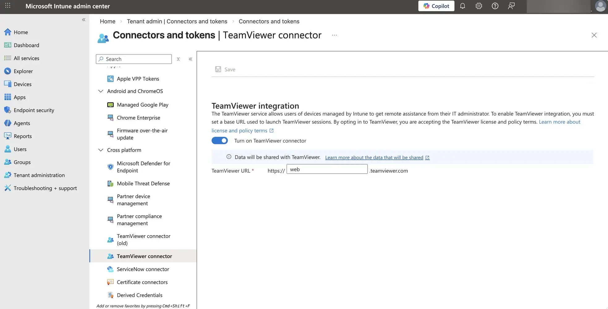 Enable TeamViewer Connector