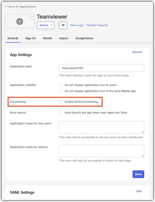 Enable Scim Provisioning