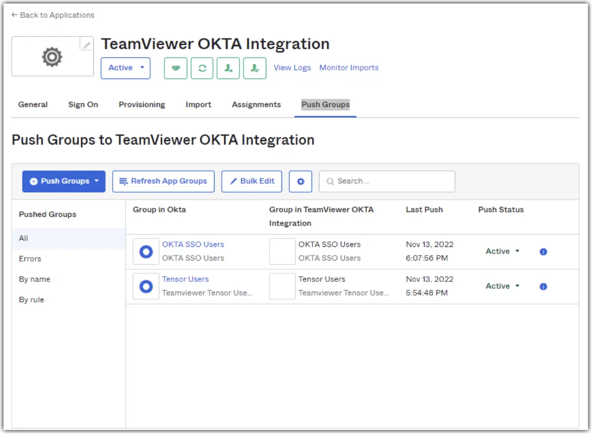 Push Groups To TeamViewer Okta Integration