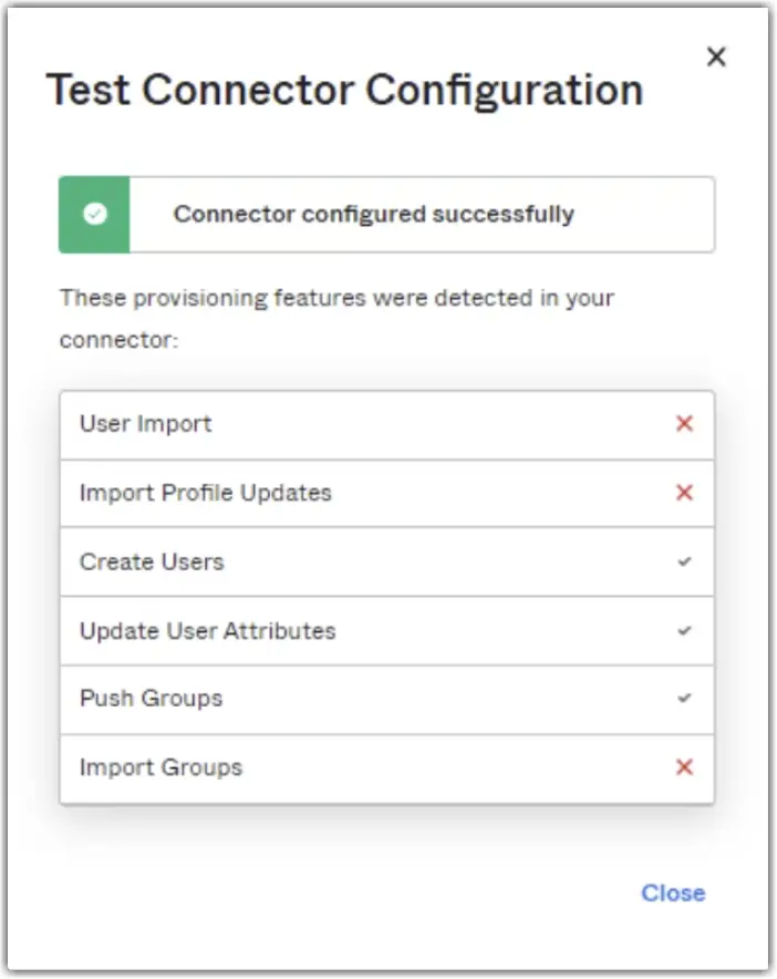 Test Connector Configuration