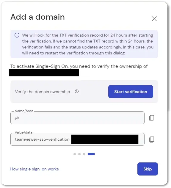 SSO Add A Domain Verify The Ownership