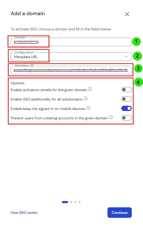 SSO Add Domain Configuration