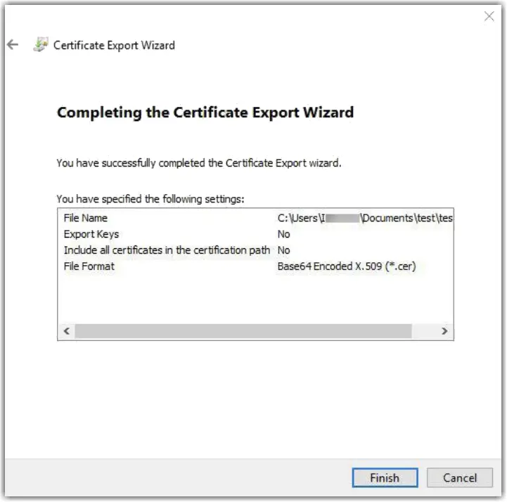 Certificate Export Wizard Completing The Certificate Export Wizard