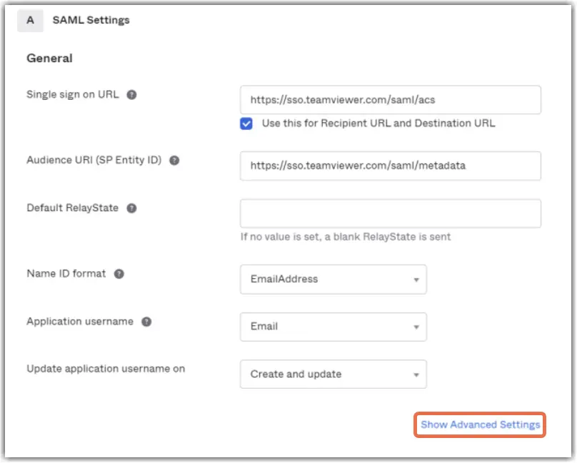 Show Advanced Settings