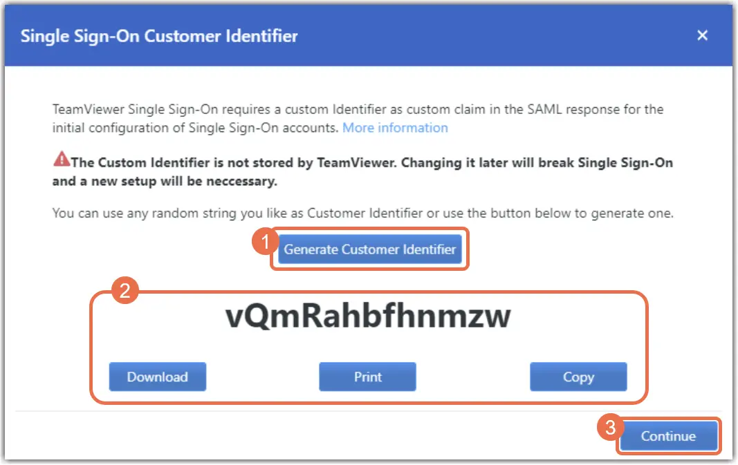 Single Sign-On Customer Identifier