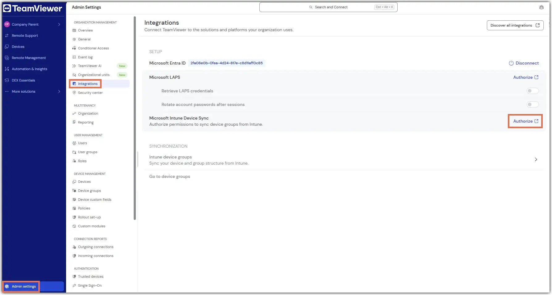 Intune Setup Integration