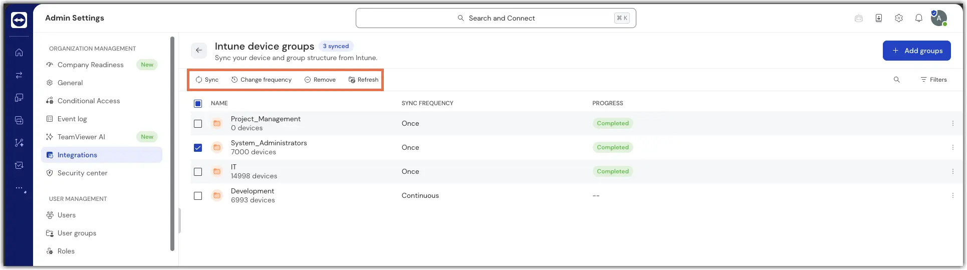 Manage Device Group Sync