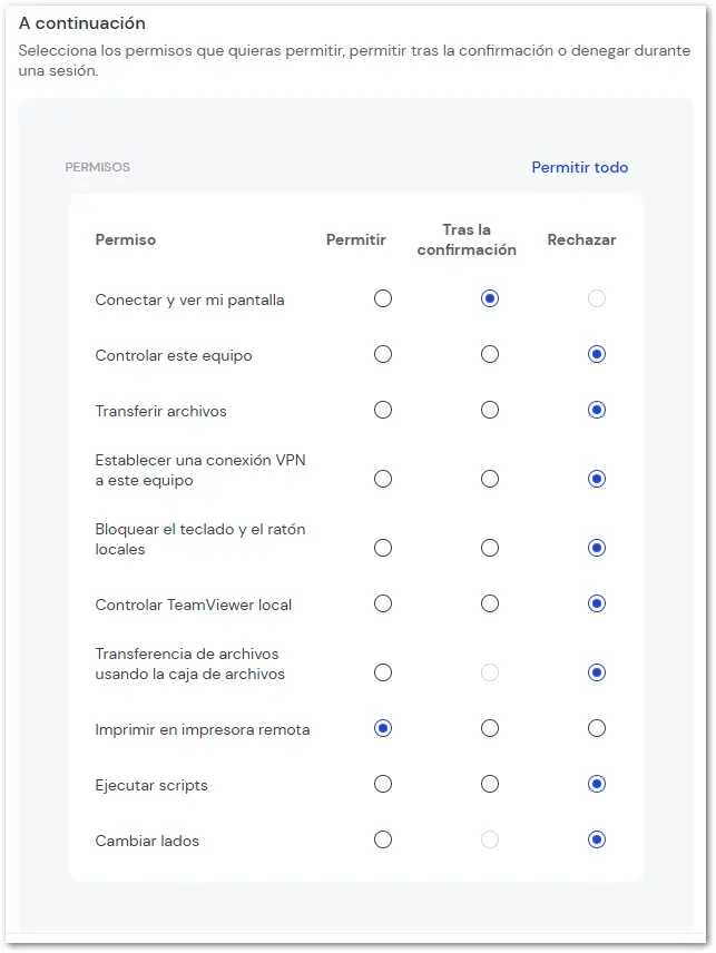 Permiso Impresion Remota