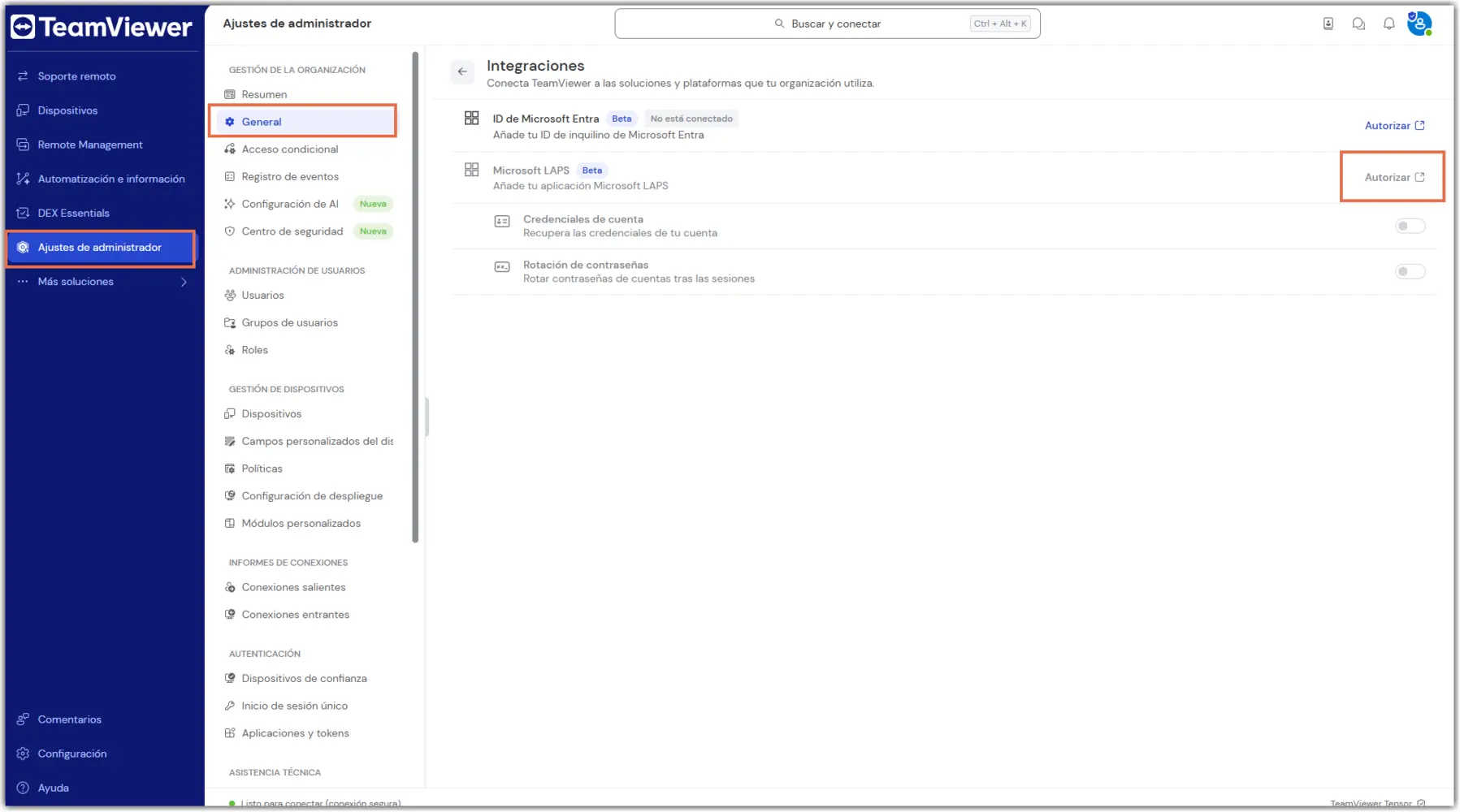 Config Integracion Windows Laps